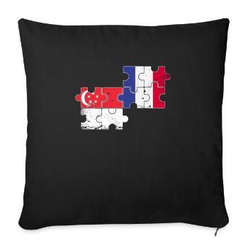 Singapore France Vintage Flag Singaporean - Sofa pillowcase 17,3'' x 17,3'' (45 x 45 cm) - black - Front