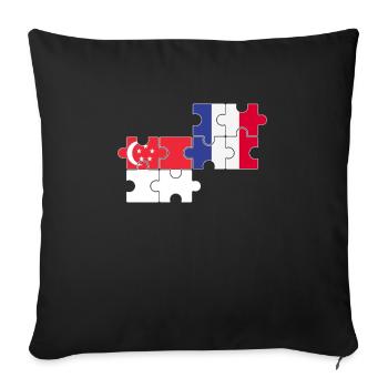 Singapore France Flag French Singaporean - Sofa pillowcase 17,3'' x 17,3'' (45 x 45 cm) - black - Front