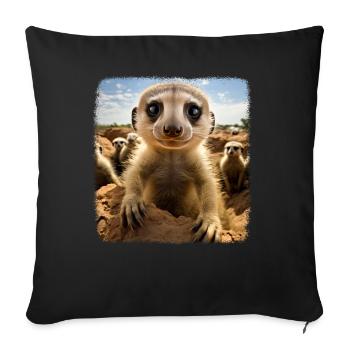 Meerkat realistic Erdmännchen - Sofa pillowcase 17,3'' x 17,3'' (45 x 45 cm) - black - Front