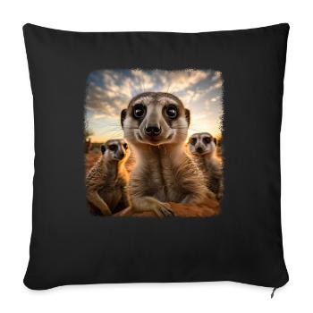Meerkat realistic Erdmännchen - Sofa pillowcase 17,3'' x 17,3'' (45 x 45 cm) - black - Front
