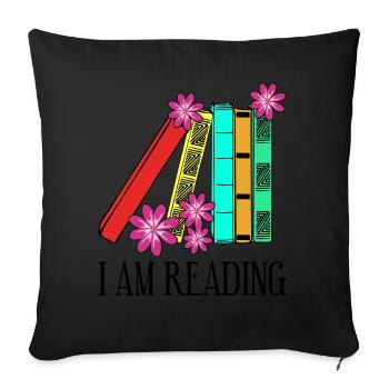 Reading Books Book Bookworm Read - Sofa pillowcase 17,3'' x 17,3'' (45 x 45 cm) - black - Front