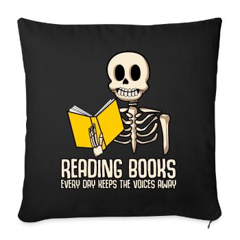 Books Reading Book Skeleton Bookworm - Sofakissenbezug 45 x 45 cm - Schwarz - Vorne