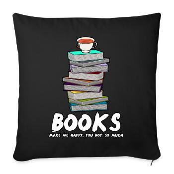 Books Reading Book Tea Cup Bookworm - Sofakissenbezug 45 x 45 cm - Schwarz - Vorne