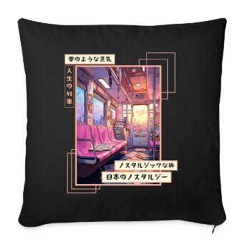 Japanese Aesthetic Subway Streetwear Vaporwave Ret - Sofakissenbezug 45 x 45 cm - Schwarz - Vorne