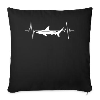 Battement de coeur de requin amour à la mer cadeau - Housse de coussin décorative 45 x 45 cm - noir - Devant