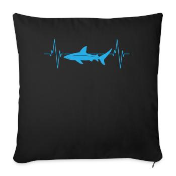 Battement de coeur de requin amour à la mer cadeau - Housse de coussin décorative 45 x 45 cm - noir - Devant