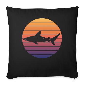 Shark Retro Sunset Surfer - Sofa pillowcase 17,3'' x 17,3'' (45 x 45 cm) - black - Front