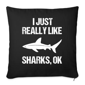 Cadeau de fan Easy Sharks - Housse de coussin décorative 45 x 45 cm - noir - Devant
