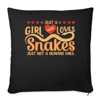 Une fille qui aime les serpents, mais pas les humains. - Housse de coussin décorative 45 x 45 cm - noir - Devant