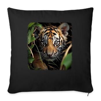 Tiger realistic baby tiger - Sofa pillowcase 17,3'' x 17,3'' (45 x 45 cm) - black - Front