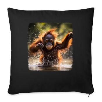 Orangutans realistic Orangutan - Sofa pillowcase 17,3'' x 17,3'' (45 x 45 cm) - black - Front
