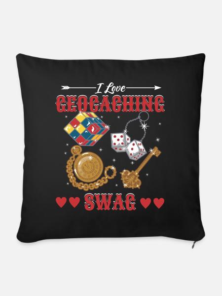 Ich liebe Geocaching Swag - Sofakissenbezug 45 x 45 cm - Schwarz