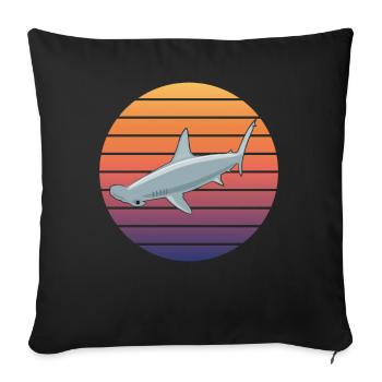 Hammerhai Silhouette Sonnenuntergang - Sofakissenbezug 45 x 45 cm - Schwarz - Vorne
