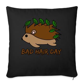 Hedgehog with Bad Hair Day Hedgehogs - Sofa pillowcase 17,3'' x 17,3'' (45 x 45 cm) - black - Front