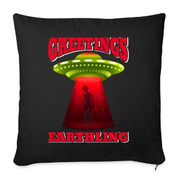 Alien, UFO, UAP, Space, Space Flying Object - Sofa pillowcase 17,3'' x 17,3'' (45 x 45 cm) - black - Front