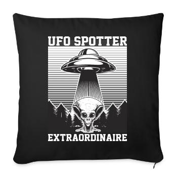 Alien, OVNI, UAP, Espace, Objet volant de l’espace - Housse de coussin décorative 45 x 45 cm - noir - Devant
