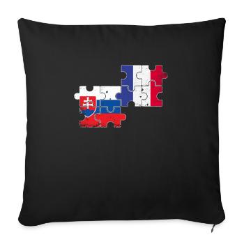 Slovakia France Vintage Flag Slovak - Sofa pillowcase 17,3'' x 17,3'' (45 x 45 cm) - black - Front
