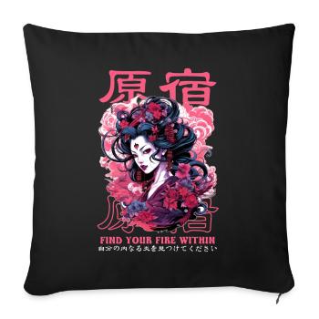 Harajuku Anime Girl Japanese Streetwear Vaporwave - Sofakissenbezug 45 x 45 cm - Schwarz - Vorne