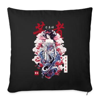 Japanese Streetwear Geisha Japan Kimono Girl Haraj - Sofakissenbezug 45 x 45 cm - Schwarz - Vorne