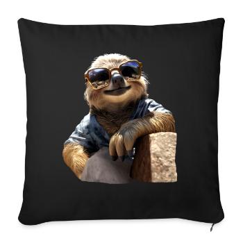 Paresseux, Matin Grouch, Mocassin, Paresseux Mignons - Housse de coussin décorative 45 x 45 cm - noir - Devant