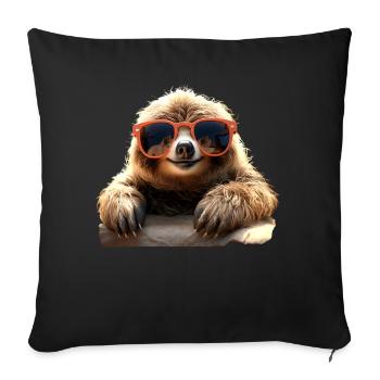 Paresseux, Matin Grouch, Mocassin, Paresseux Mignons - Housse de coussin décorative 45 x 45 cm - noir - Devant
