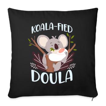 Doula accoucheuse Koala - Housse de coussin décorative 45 x 45 cm - noir - Devant