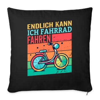 Endlich Kann Ich Fahrrad Fahren - Sofakissenbezug 45 x 45 cm - Schwarz - Vorne