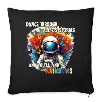 Positive Astronaut Rainbow Butterflies Resilience - Sofakissenbezug 45 x 45 cm - Schwarz - Vorne