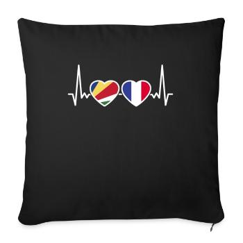 Seychelles France Heartbeat Flag Seychelles - Housse de coussin décorative 45 x 45 cm - noir - Devant