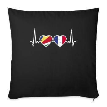 Seychelles France Vintage Heartbeat drapeau - Housse de coussin décorative 45 x 45 cm - noir - Devant
