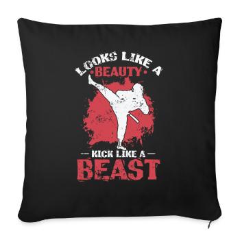 Ressemble à un coup de pied de beauté comme une bête Taekwondo - Housse de coussin décorative 45 x 45 cm - noir - Devant
