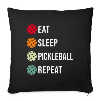 Pickleball, Mangez Dormez Pickleball Répéter - Housse de coussin décorative 45 x 45 cm - noir - Devant
