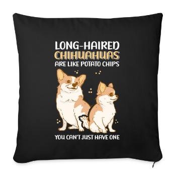 Chihuahua à poil long chien propriétaire cadeau - Housse de coussin décorative 45 x 45 cm - noir - Devant