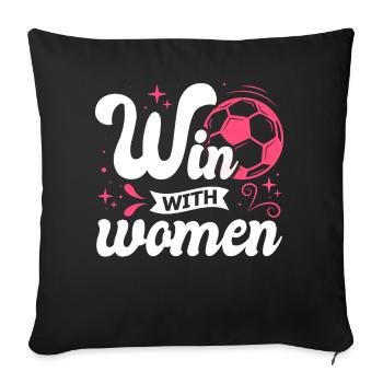 Soccer féminin, Football féminin, Football féminin - Housse de coussin décorative 45 x 45 cm - noir - Devant