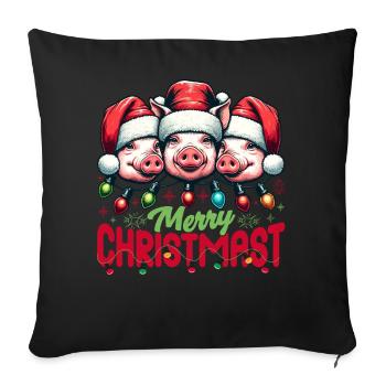 MERRY ChristMAST - Christmas Roast Food Meal - Sofa pillowcase 17,3'' x 17,3'' (45 x 45 cm) - black - Front