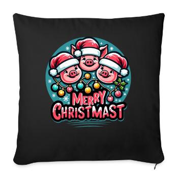 MERRY ChristMAST - Christmas Roast Food Meal - Sofa pillowcase 17,3'' x 17,3'' (45 x 45 cm) - black - Front