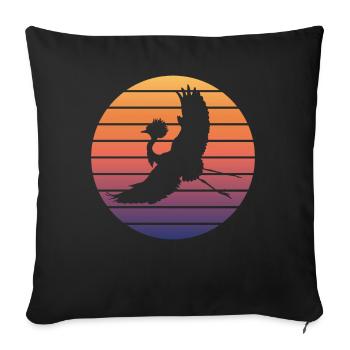 Crane Contour coucher de soleil Nature Fan - Housse de coussin décorative 45 x 45 cm - noir - Devant