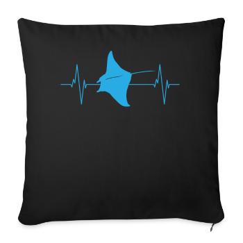 Manta Ray Heartbeat Ocean Love - Housse de coussin décorative 45 x 45 cm - noir - Devant