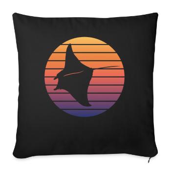 Manta Ray, Sunset, Play of Colors - Sofa pillowcase 17,3'' x 17,3'' (45 x 45 cm) - black - Front