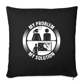 Météorologue Mon problème Ma solution Pictogramme Papa - Housse de coussin décorative 45 x 45 cm - noir - Devant