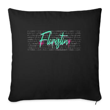 Floristik Abschluss-Geschenk Floristin - Sofakissenbezug 45 x 45 cm - Schwarz - Vorne