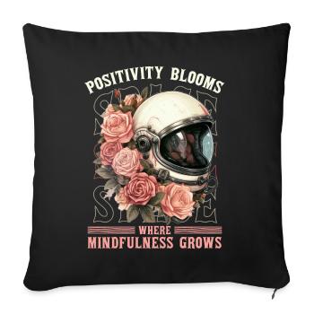 Positive Mindfulness Quote Floral Space Helmet Ast - Sofakissenbezug 45 x 45 cm - Schwarz - Vorne