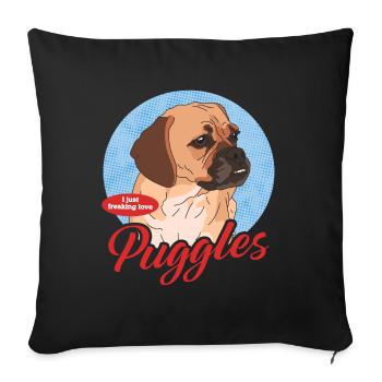 Puggle chien chien propriétaire chien propriétaire cadeau - Housse de coussin décorative 45 x 45 cm - noir - Devant