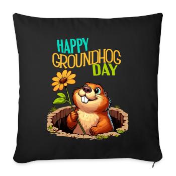 Groundhog Day Wishes Happy Groundhog Day Spring US - Sofa pillowcase 17,3'' x 17,3'' (45 x 45 cm) - black - Front