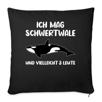 Schwertwal-Fan Klartext Motiv - Sofakissenbezug 45 x 45 cm - Schwarz - Vorne