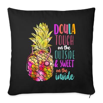 Doula Travailleuse à la naissance Doula ananas - Housse de coussin décorative 45 x 45 cm - noir - Devant