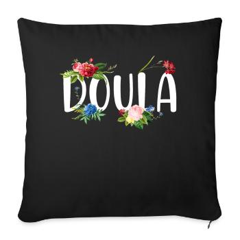 Doula Naissance Travailleur Fleur - Housse de coussin décorative 45 x 45 cm - noir - Devant