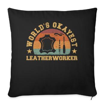 Retro World's Okayest Leatherworker - Sofa pillowcase 17,3'' x 17,3'' (45 x 45 cm) - black - Front