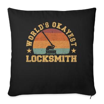 Retro World's Okayest Locksmith - Sofakissenbezug 45 x 45 cm - Schwarz - Vorne
