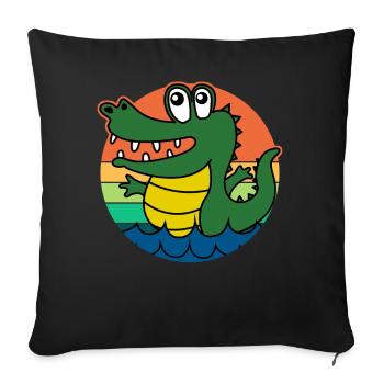 Alligators Retro Alligator - Sofa pillowcase 17,3'' x 17,3'' (45 x 45 cm) - black - Front